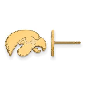 14k Yellow Gold University of Iowa XS (Tiny) Mascot Post Earrings